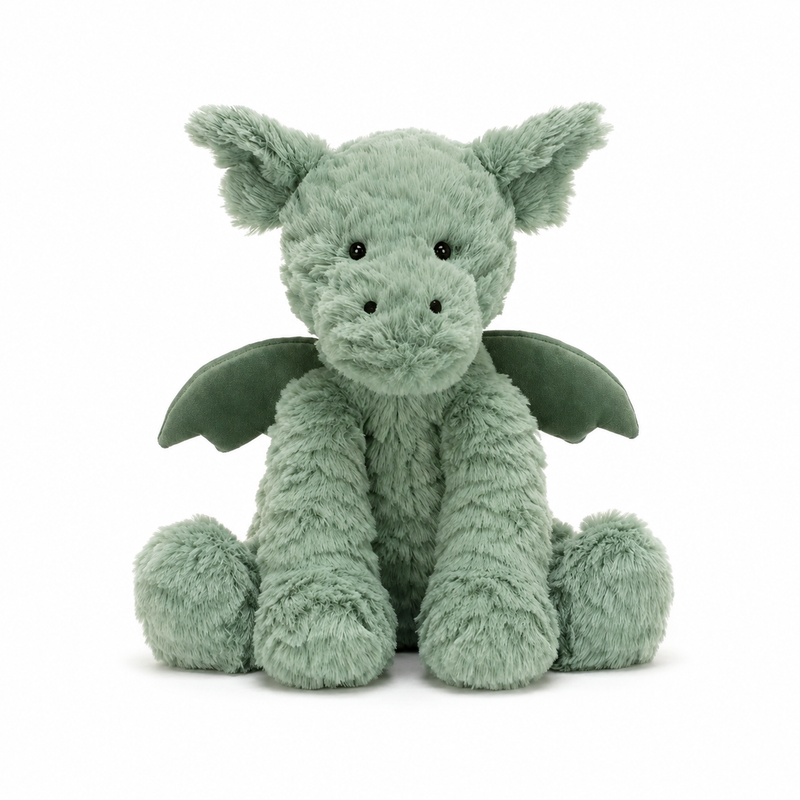Wavy-Haired Green Dinosaur Plush Toy – 23 cm