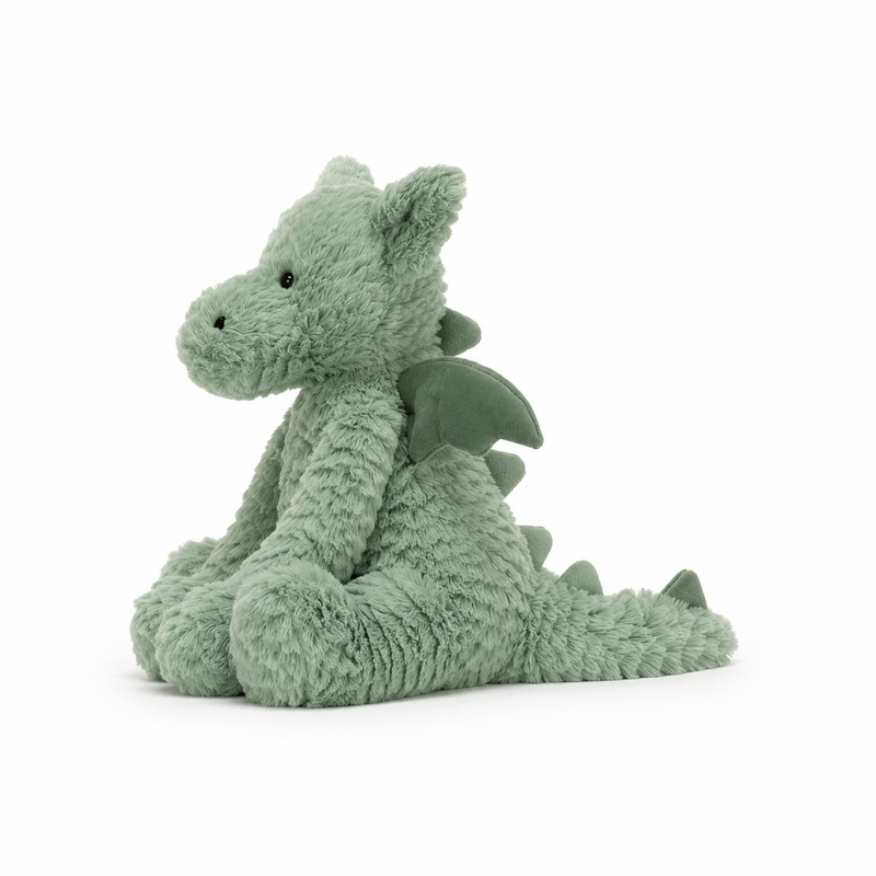Wavy-Haired Green Dinosaur Plush Toy – 23 cm