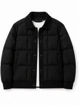 Men’s Puffer Jacket – White Duck Down Windproof Winter Coat with Lapel Collar