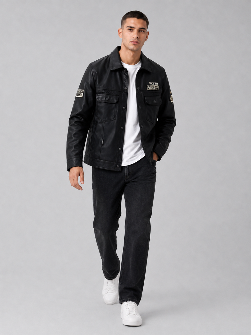 Men’s Black PU Leather Jacket