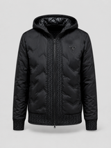 European Fashion Hooded Jacket Men's Outerwear – Black Casual Padded Zip-Up Jacket