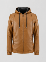 Hooded PU Leather Jacket