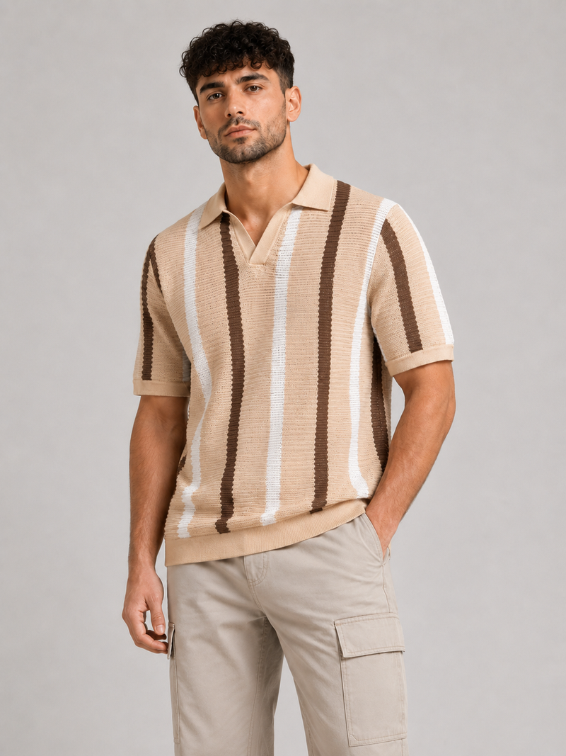 AIOPESON Short-Sleeve Striped Top