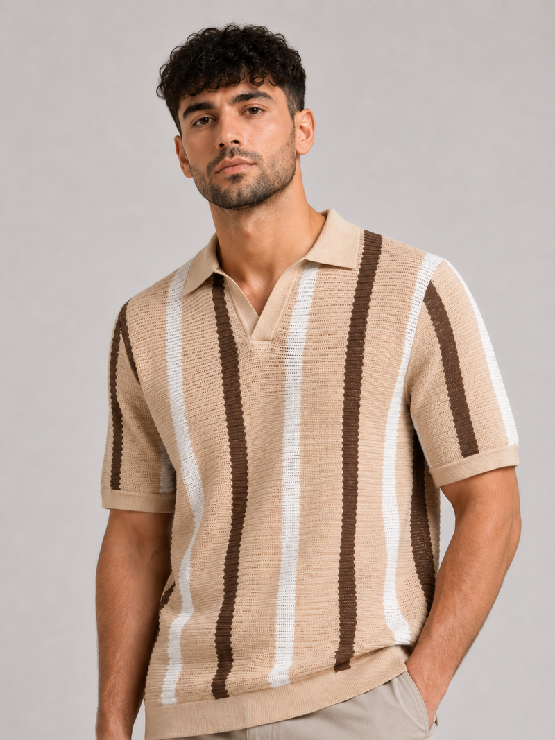 AIOPESON Short-Sleeve Striped Top