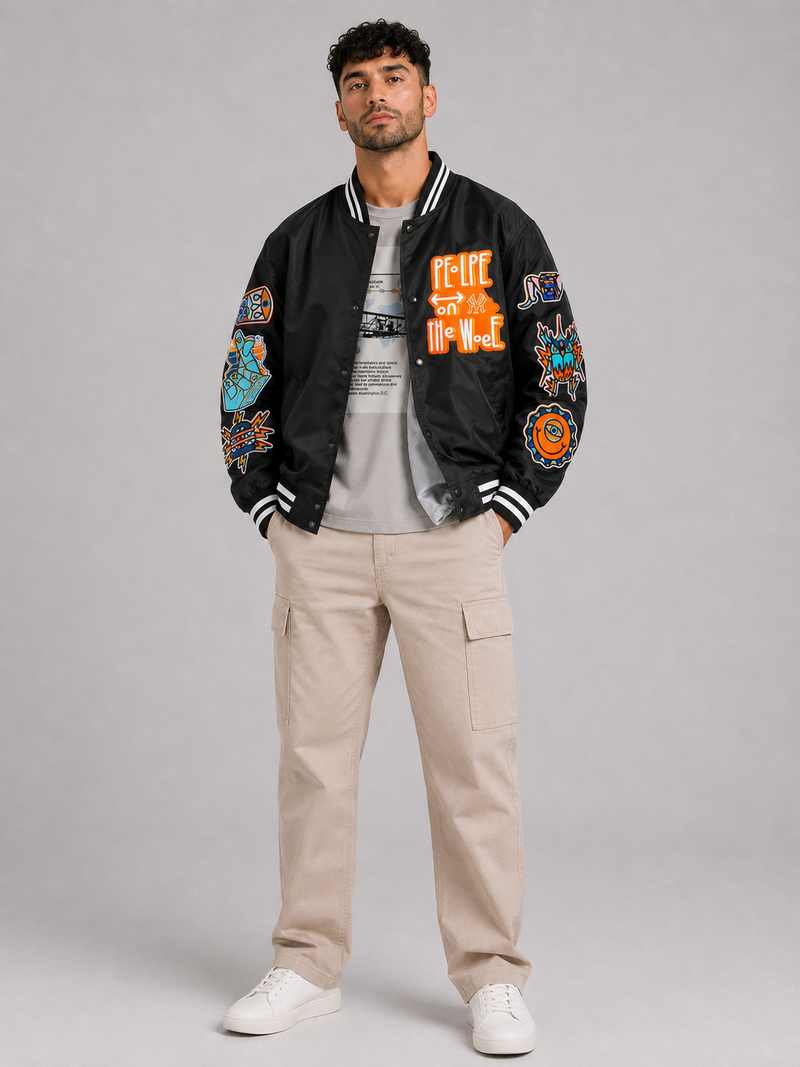 Embroidered Stand Collar Jacket