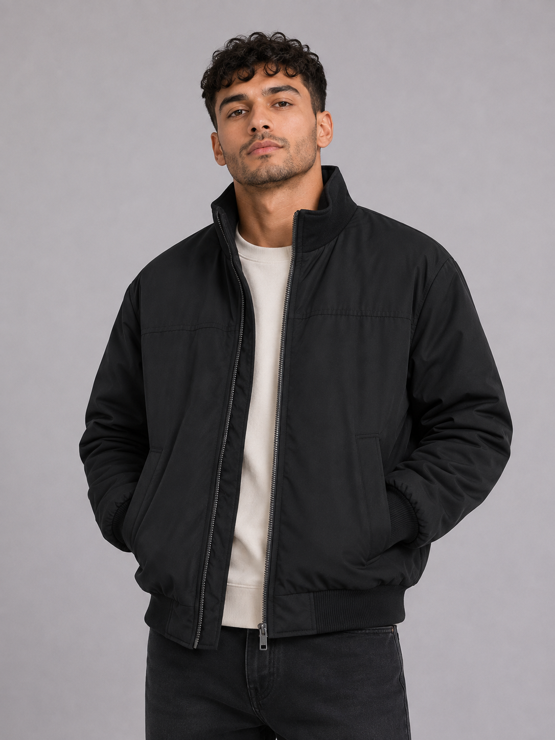 Loose Fit Stand Collar Jacket