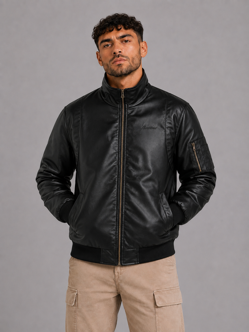PU Stand Collar Jacket