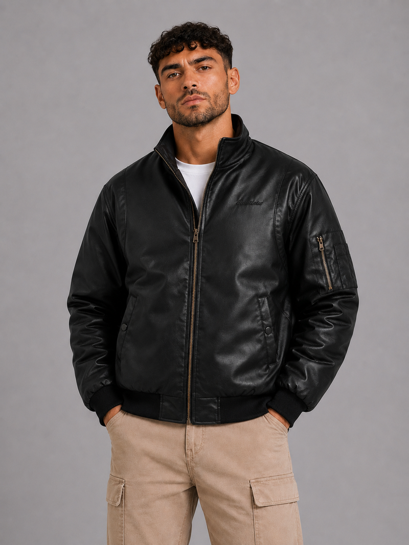 PU Stand Collar Jacket
