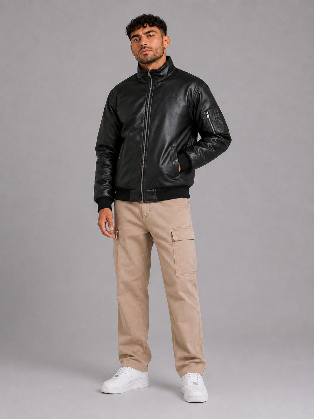 PU Stand Collar Jacket