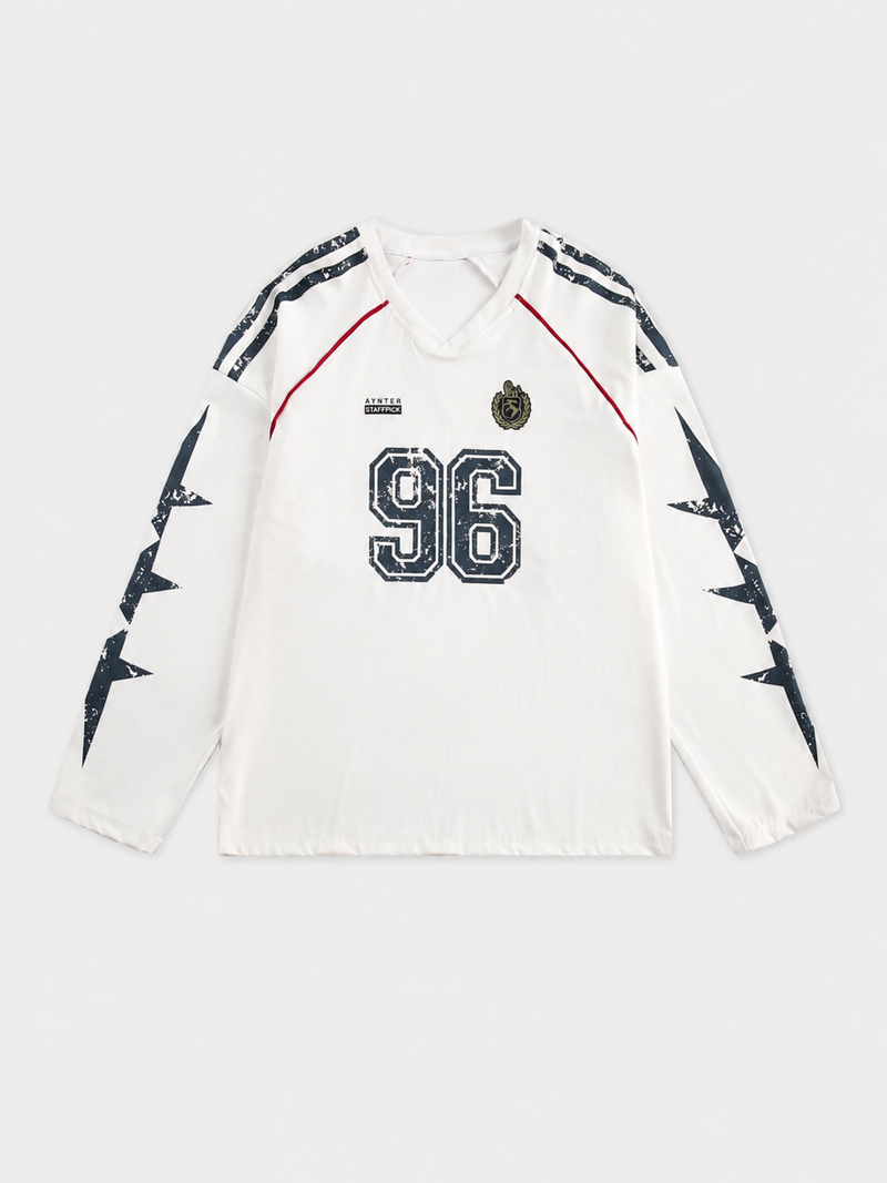 Printed V-Neck Pullover Sweatshirt