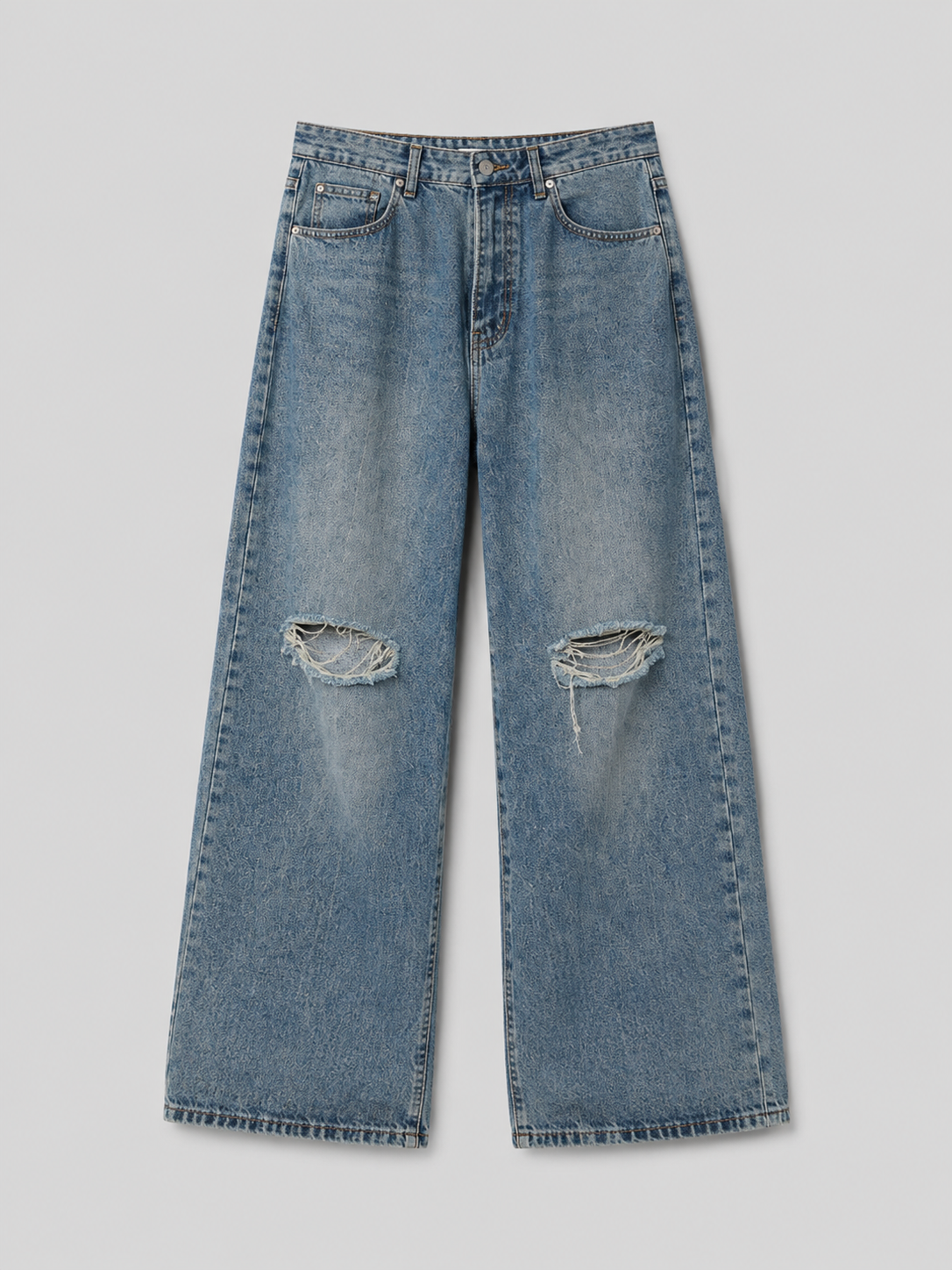 Blue Double-Waist Skateboard Pants