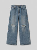 Blue Double-Waist Skateboard Pants