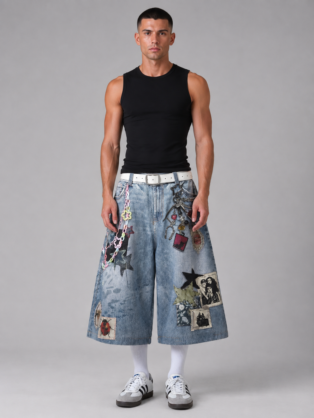 Men’s Cropped Straight-Leg Denim Pants