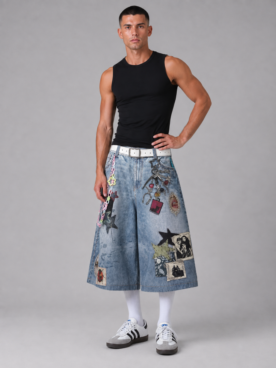Men’s Cropped Straight-Leg Denim Pants