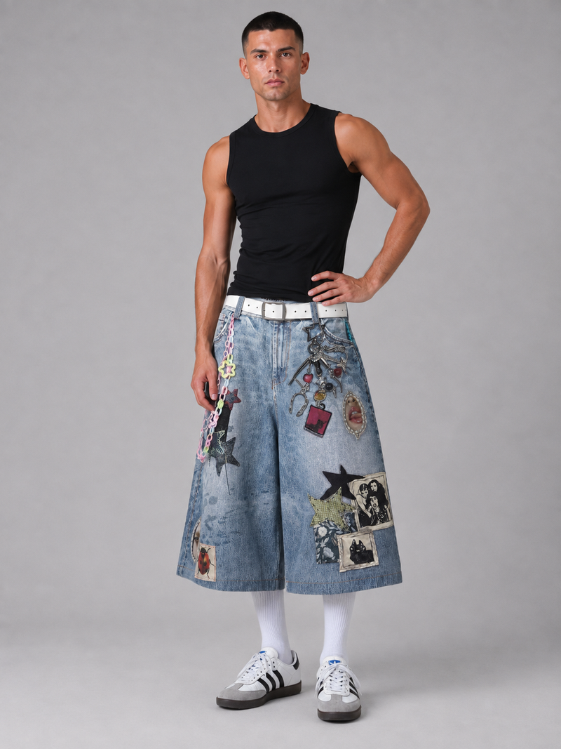 Men’s Cropped Straight-Leg Denim Pants