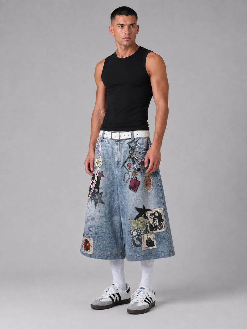 Men’s Cropped Straight-Leg Denim Pants