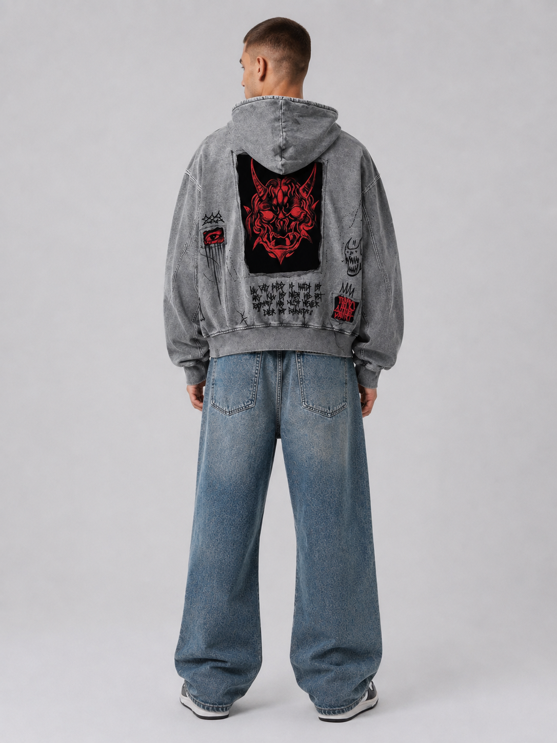 Printed Hooded Zipper Sweatshirt