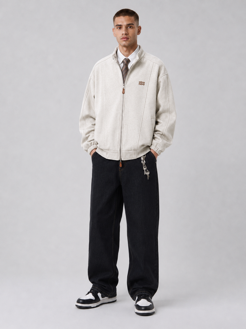 Loose-Fit Stand Collar Jacket