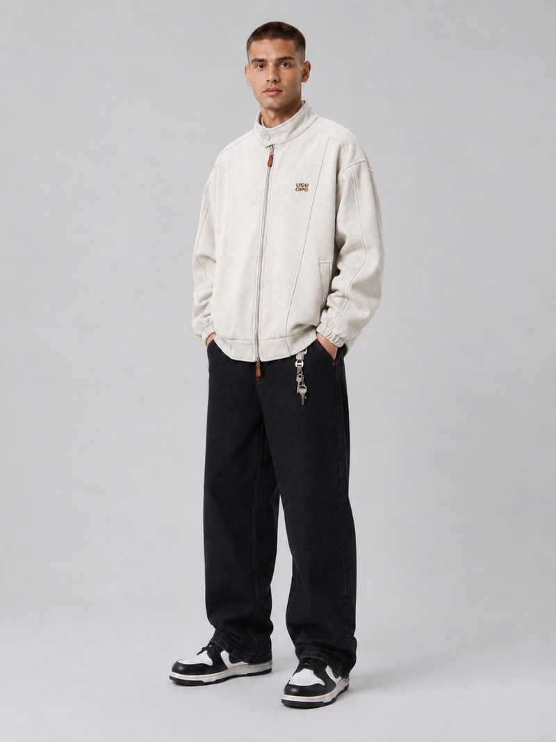 Loose-Fit Stand Collar Jacket