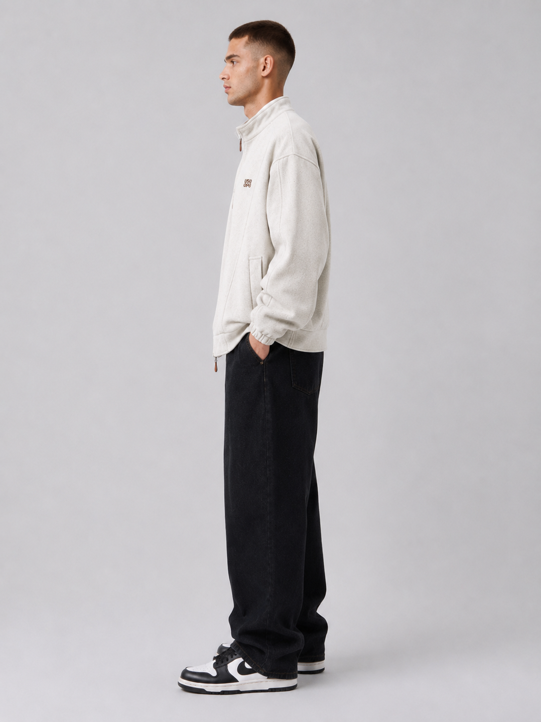 Loose-Fit Stand Collar Jacket