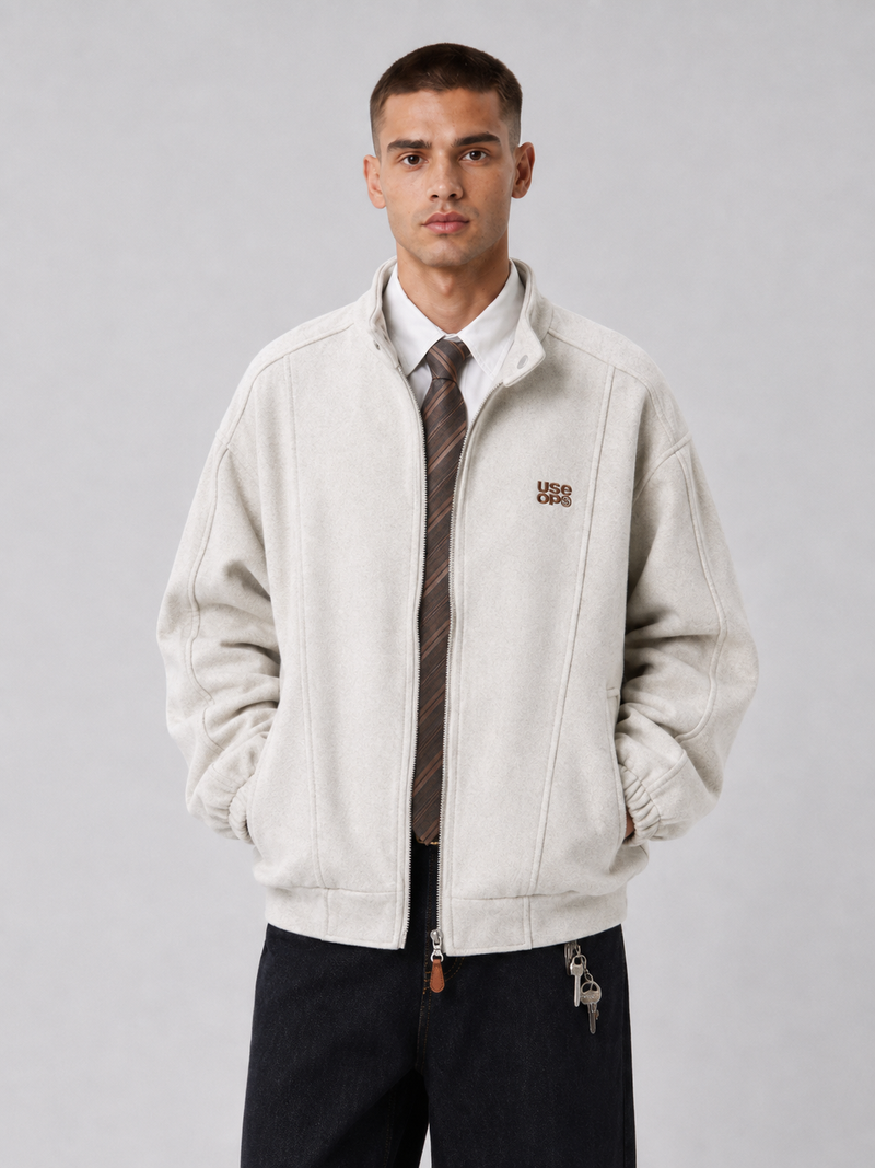 Loose-Fit Stand Collar Jacket
