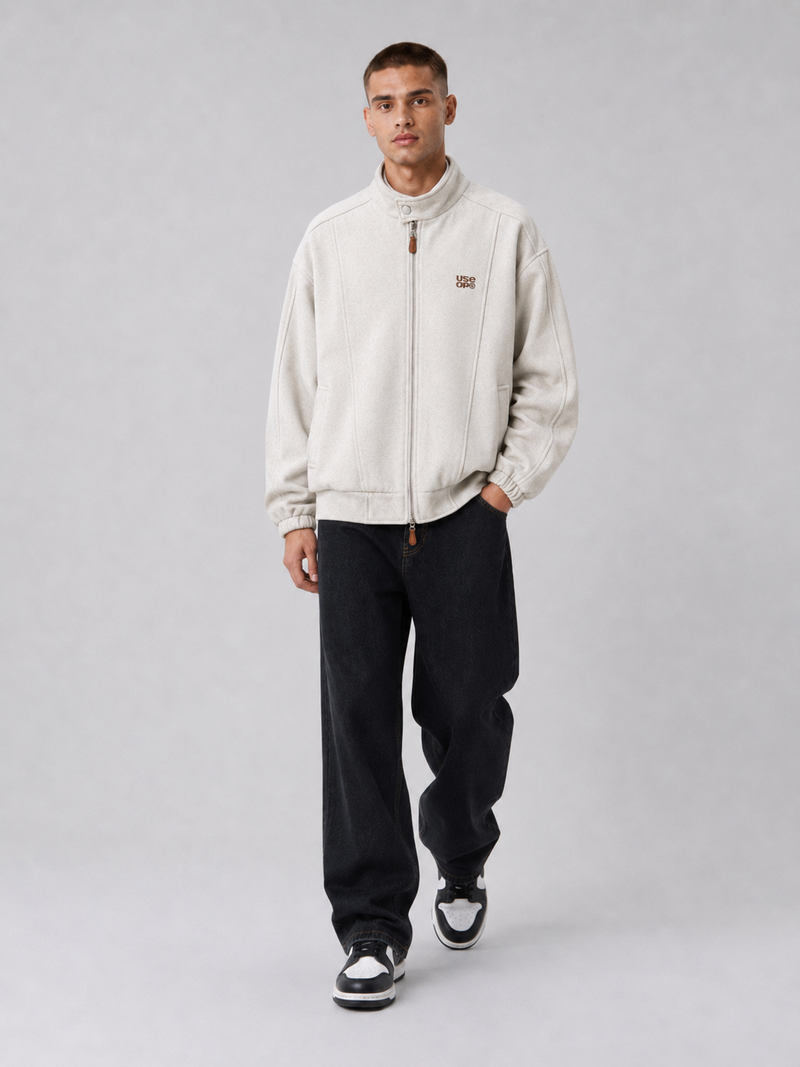 Loose-Fit Stand Collar Jacket
