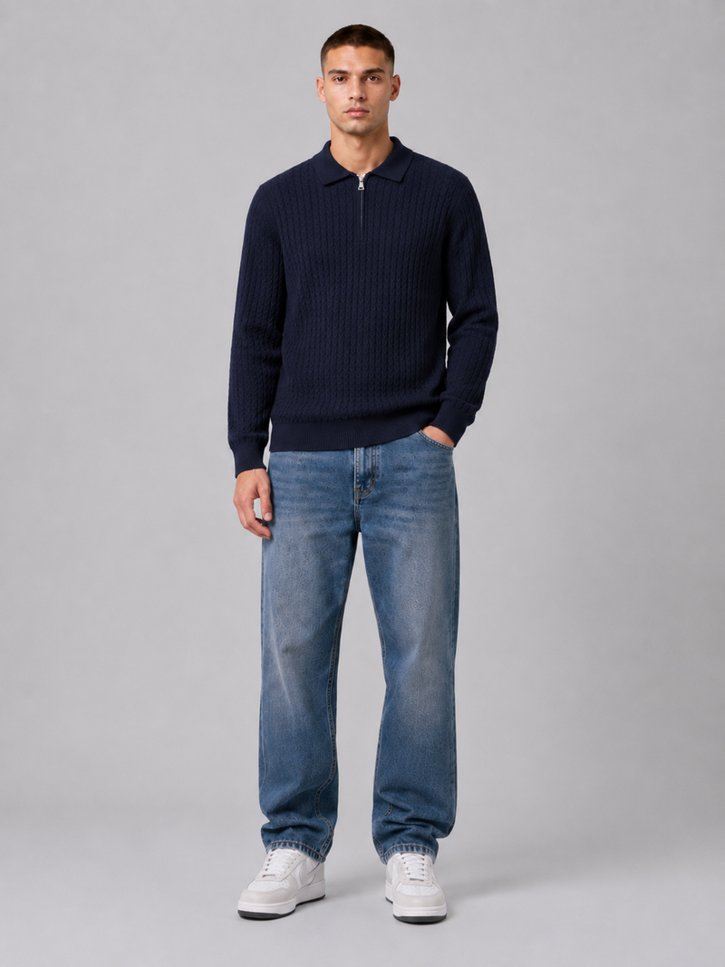 Men’s Long-Sleeve Polo Knit Top