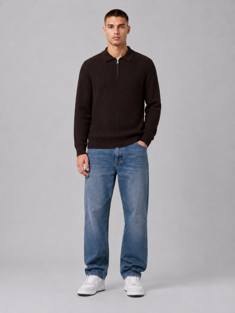 Men’s Long-Sleeve Polo Knit Top