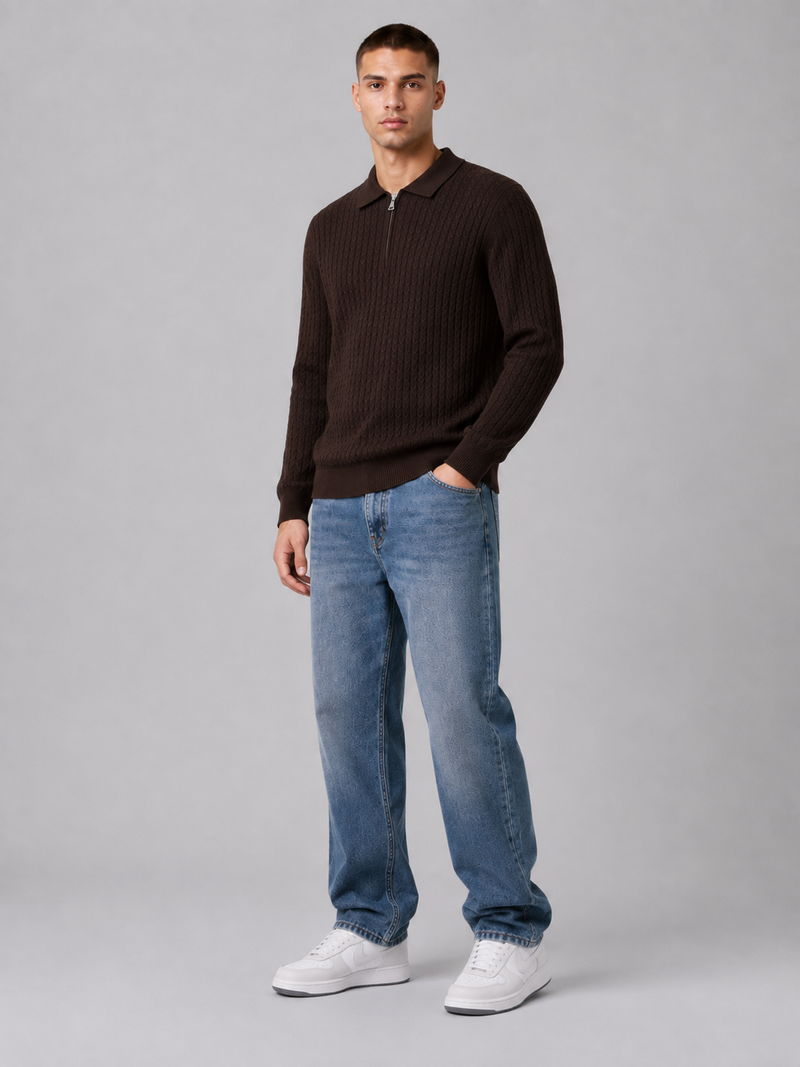 Men’s Long-Sleeve Polo Knit Top