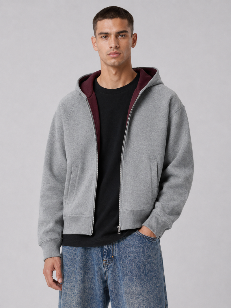 Loose Fit Hooded Zip-Up Jacket