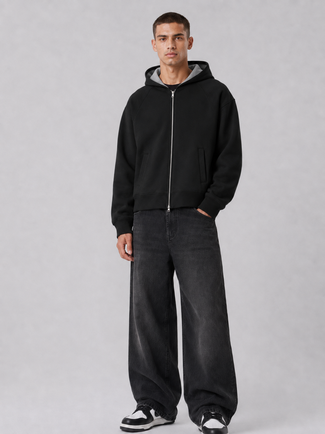 Loose Fit Hooded Zip-Up Jacket