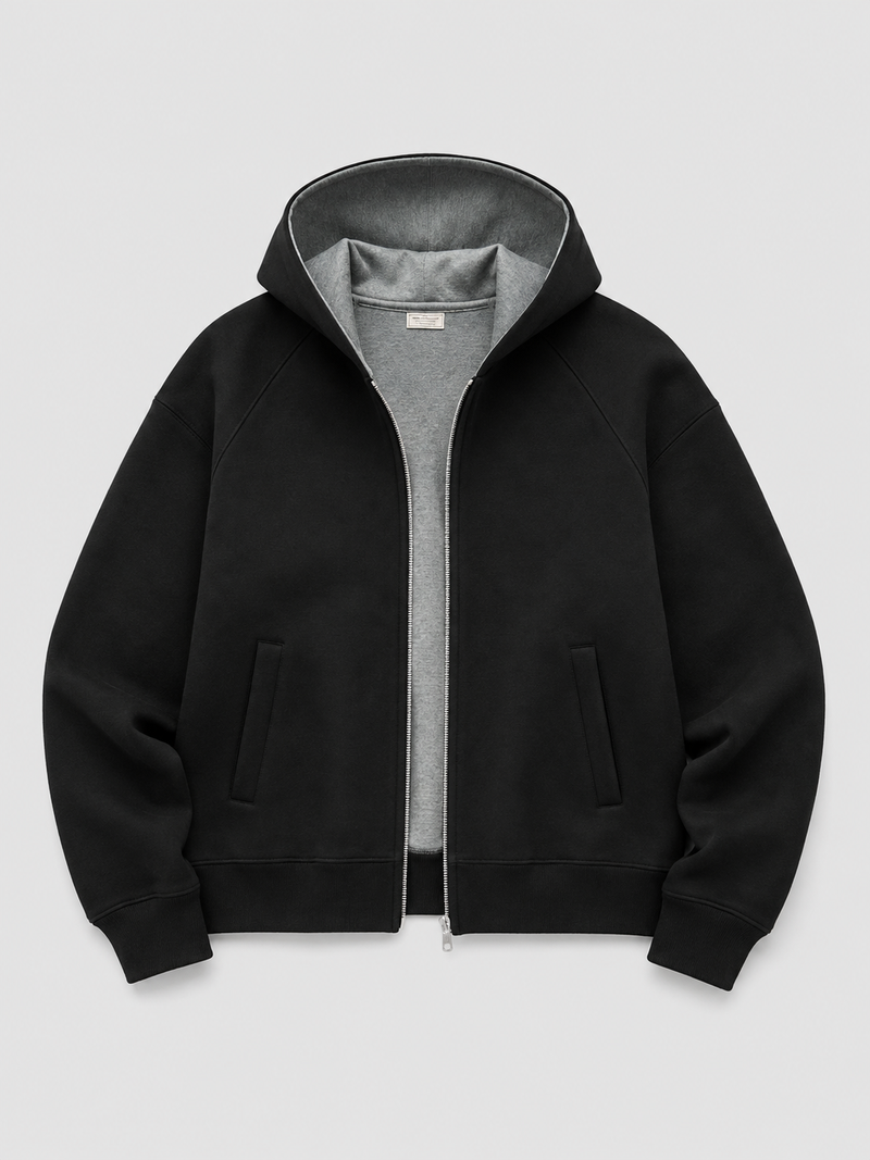 Loose Fit Hooded Zip-Up Jacket