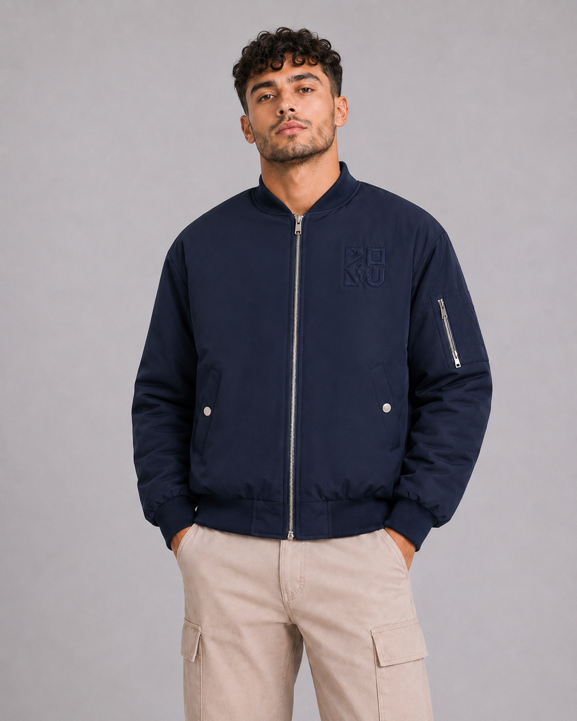 Fitted Stand Collar Jacket