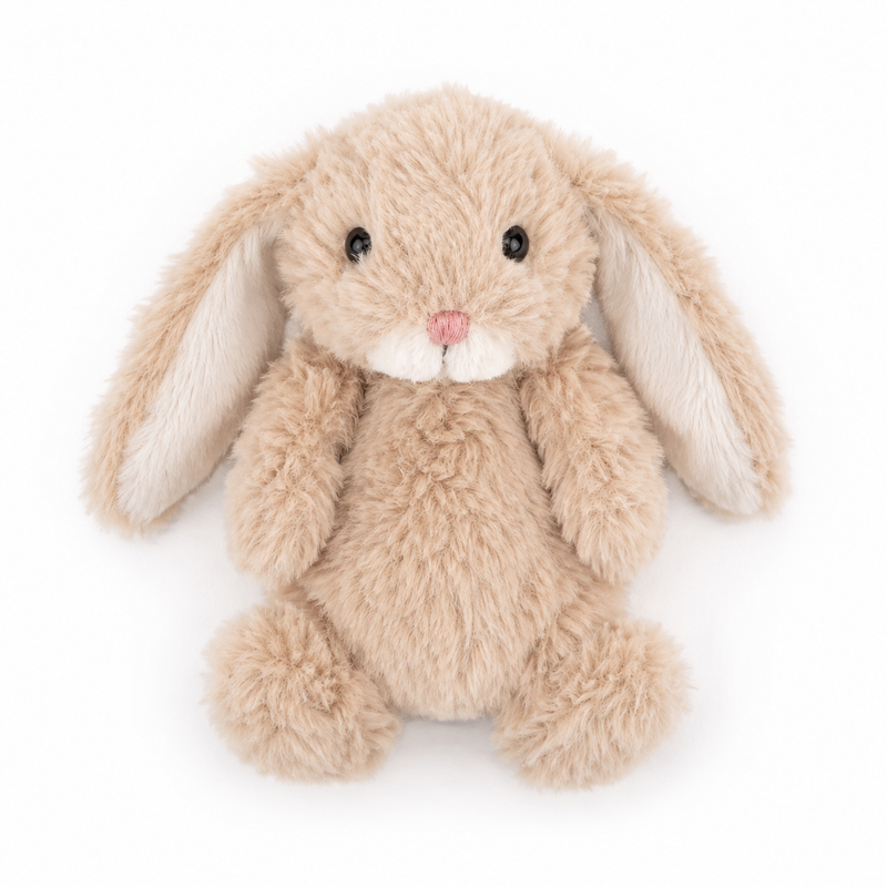 Beige Long-Ear Bunny Plush Toy – 15cm