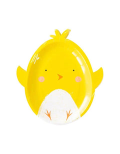 Easter Chick Shaped Plates – 9" x 10" Paper Party Set of 8 - Waydiy