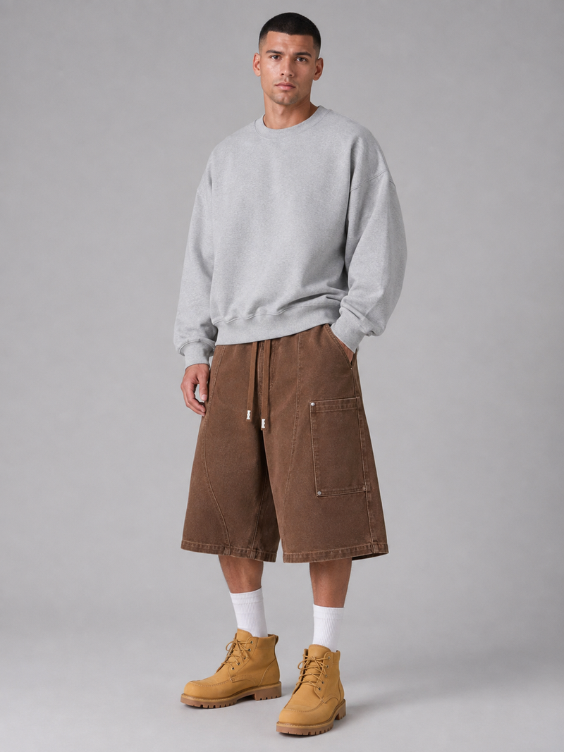 Straight-Leg Cotton Casual Shorts