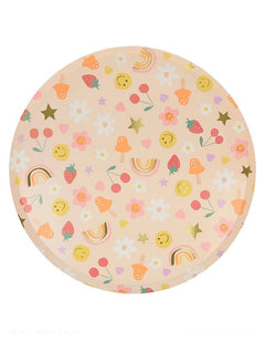 Happy Face Icons Dinner Plates – 10.5" Party Set of 8 - Waydiy