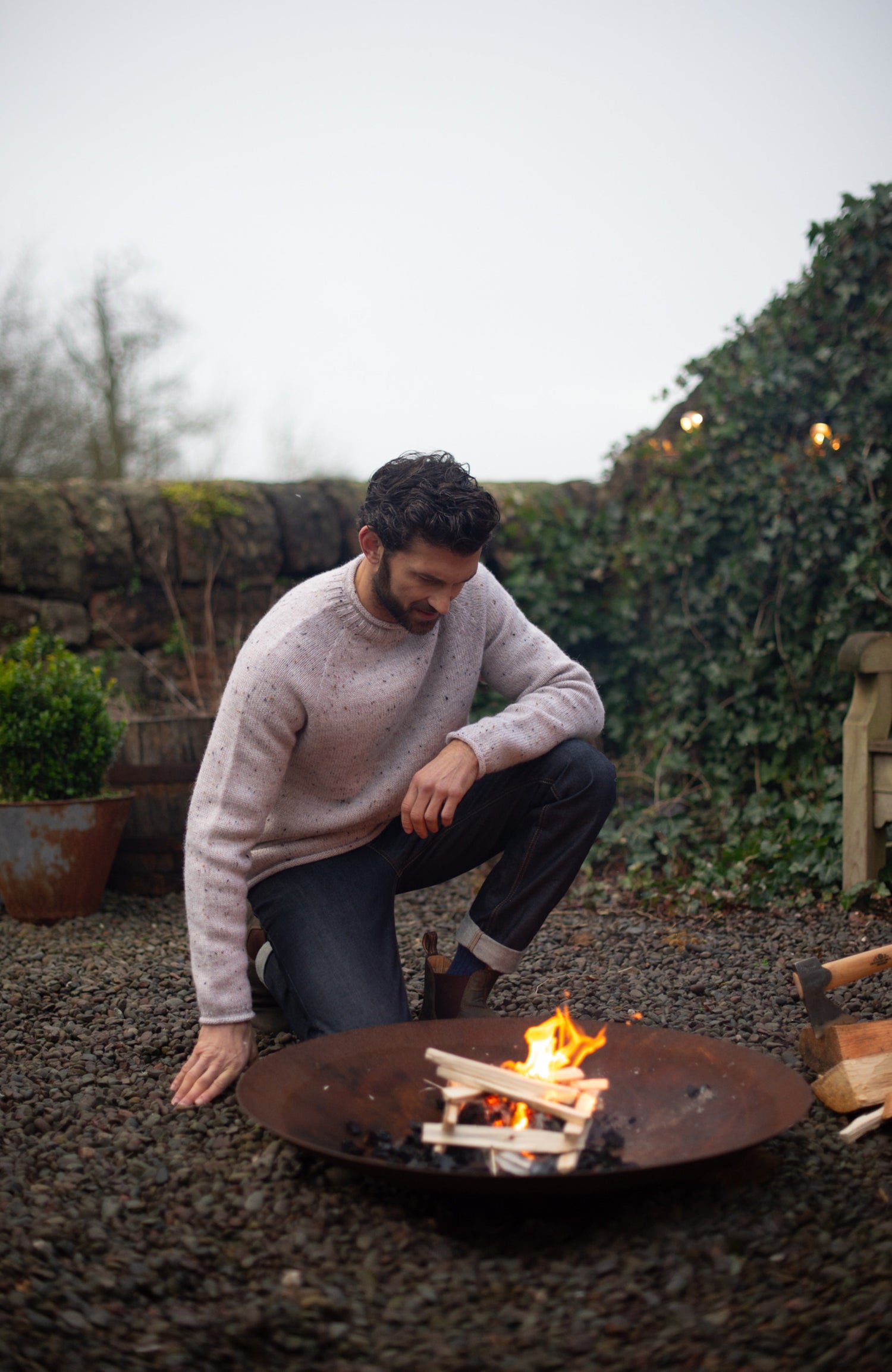Mens British Wool Fishermans Crew Neck Jumper
