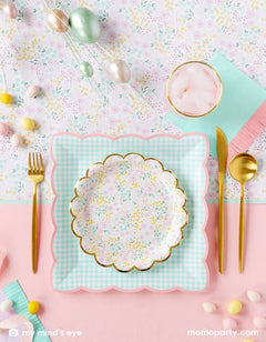Ditsy Floral Round Scallop Plates – 7" Paper Party Set of 8 - Waydiy