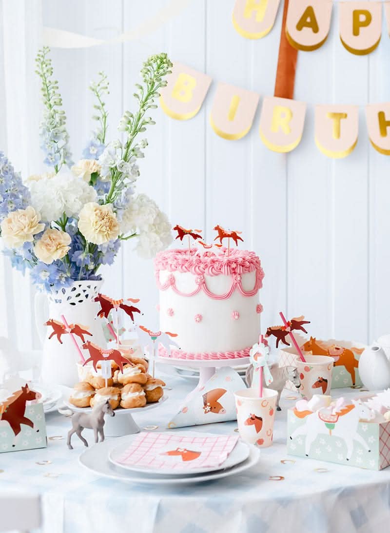 Floral Pony Large Napkins – Set of 12 - Waydiy