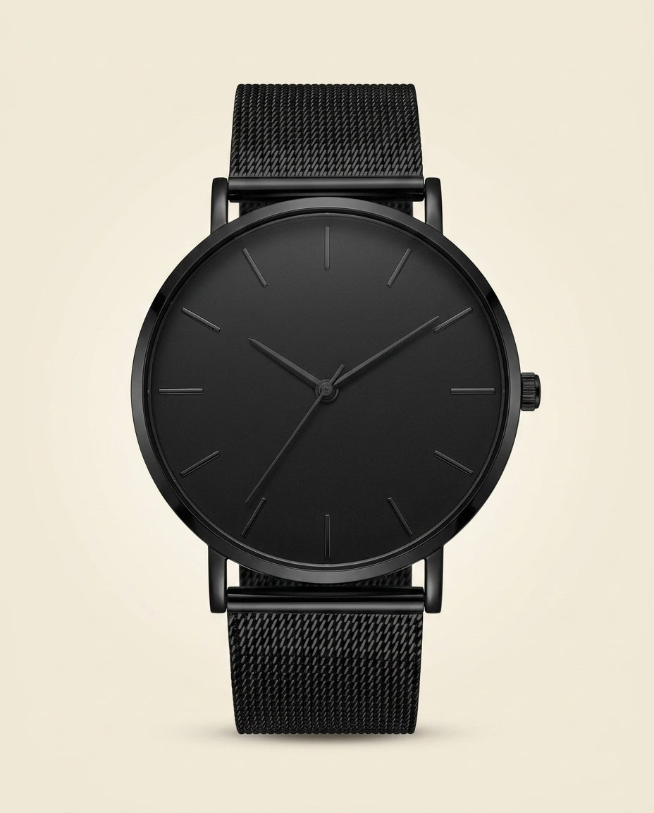 Minimalist Mesh Steel Watch Black