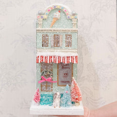 Holiday Village House – Ice Cream Shoppe Christmas Decoration, 12.5 in - Waydiy