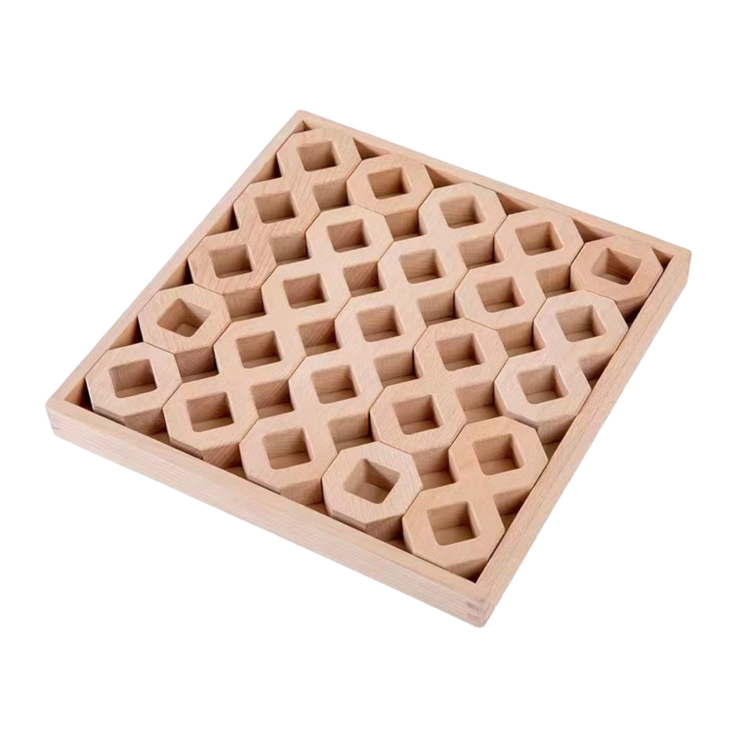 12-Piece Wooden Window Building Blocks Set with Storage Tray | Lucite-Compatible - Image 2