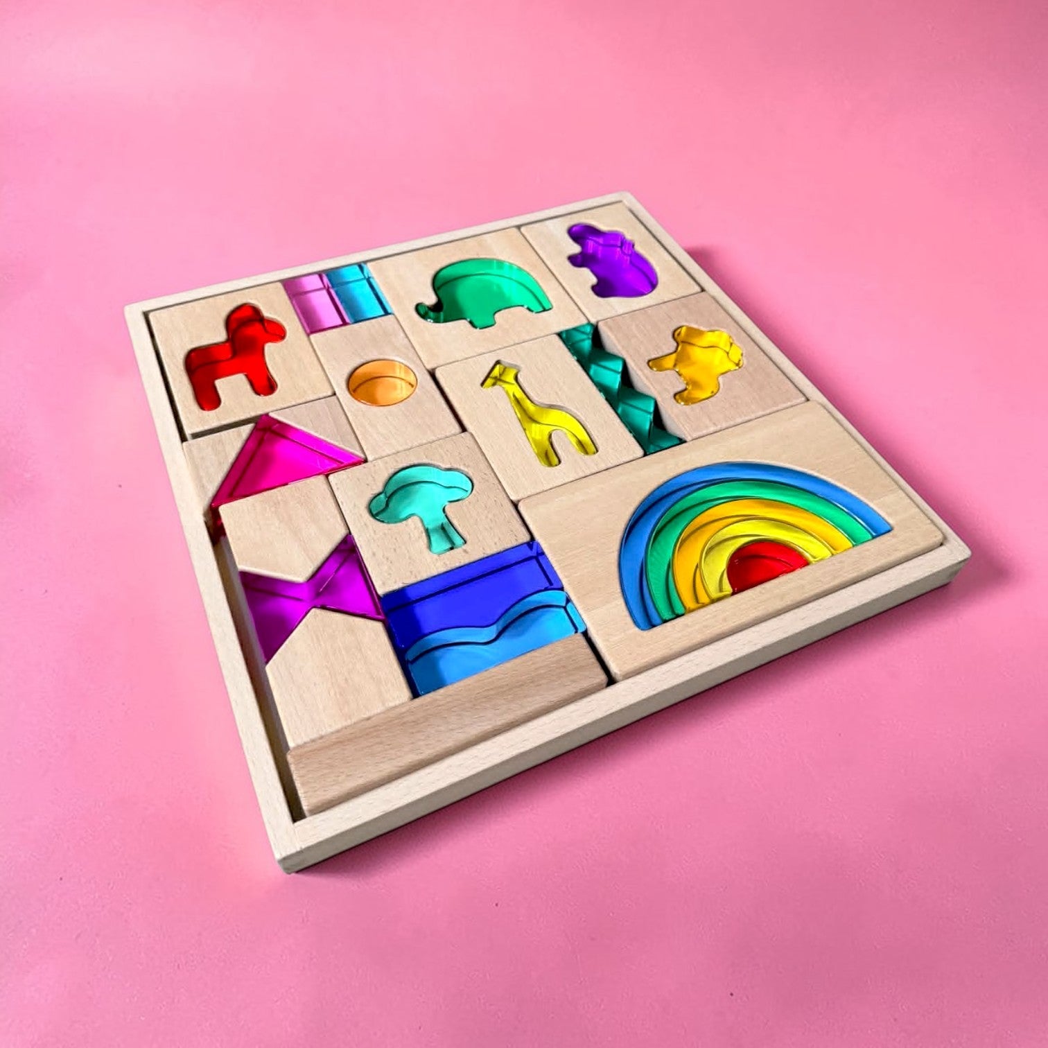 Green Elephant Original Design – Wild Rainbow Safari Blocks Exclusive Limited Edition Wooden & Acrylic Play Set - Image 15