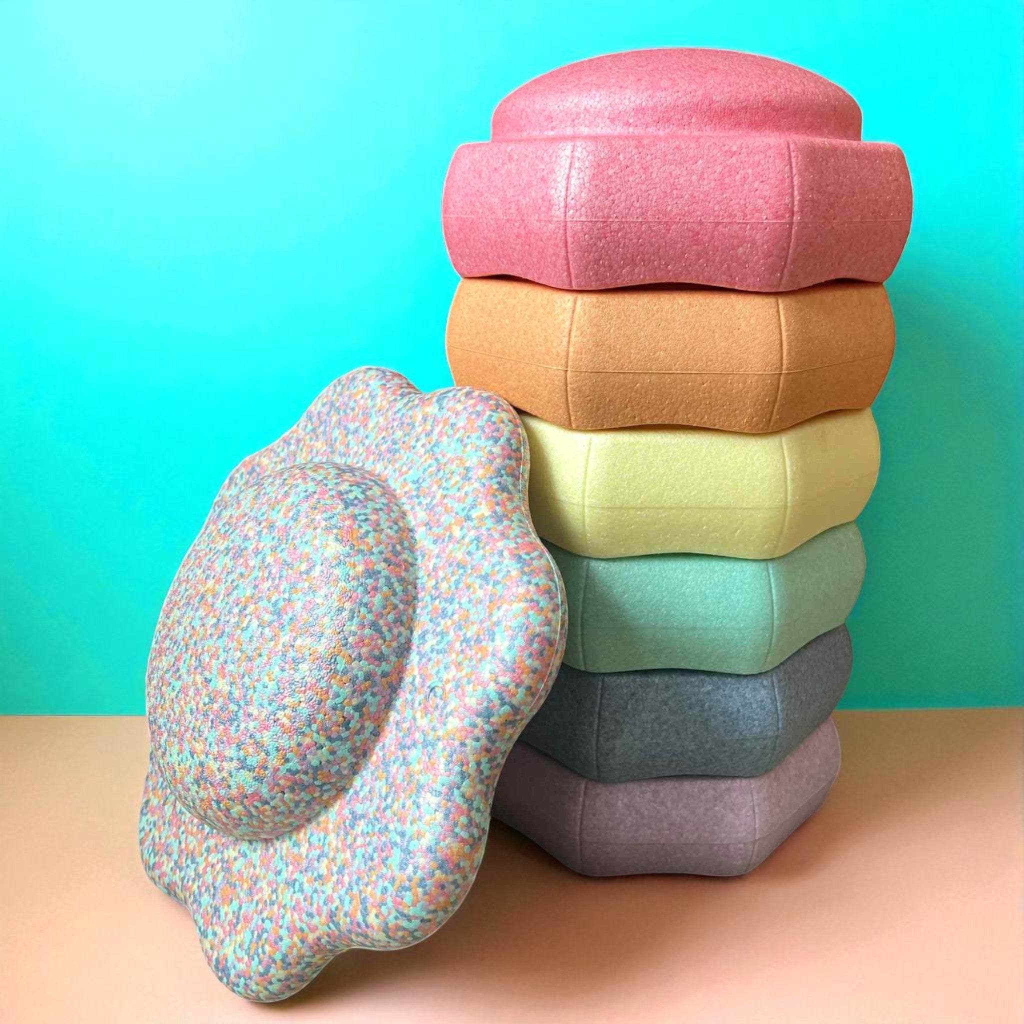 Flower-Shaped Balance Board for Stepping Stones – Pastel Confetti Color - Image 3
