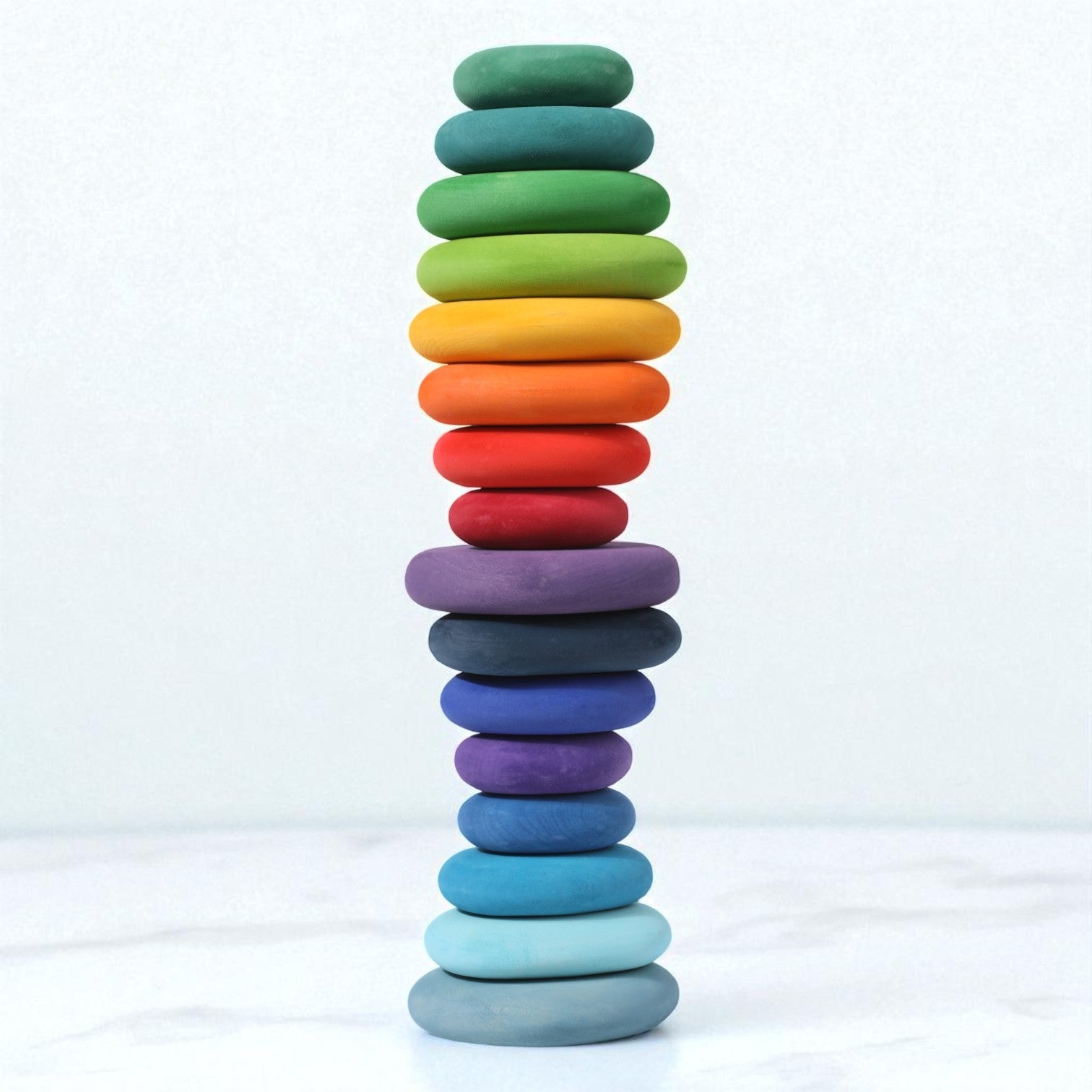 20-Piece Stained Wooden Stacking Pebbles Set - Image 3