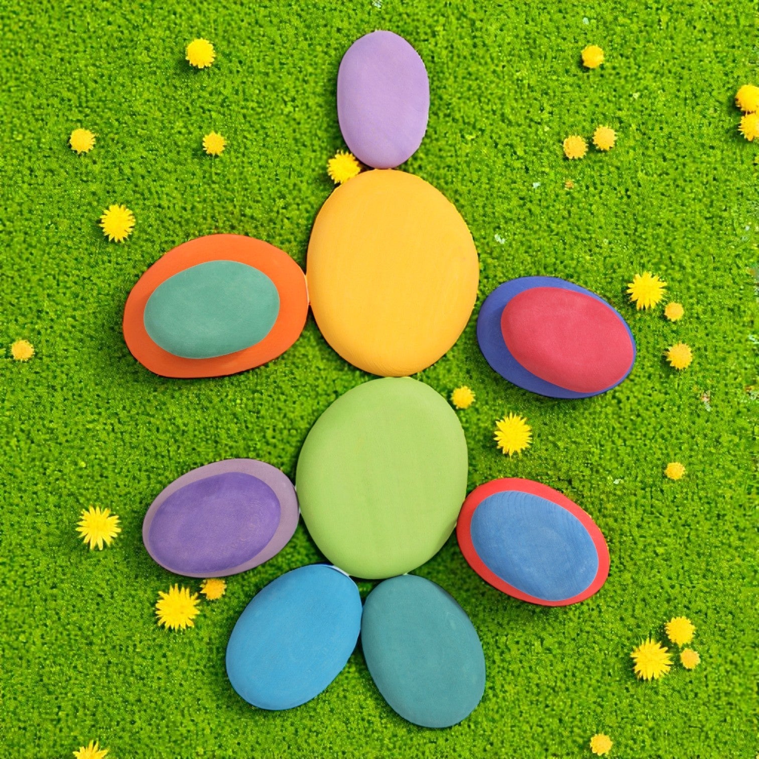 20-Piece Stained Wooden Stacking Pebbles Set - Image 5