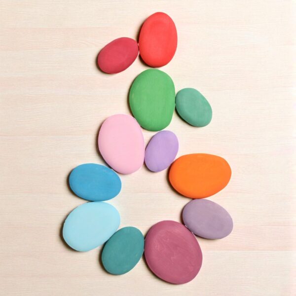 20-Piece Stained Wooden Stacking Pebbles Set - Image 6