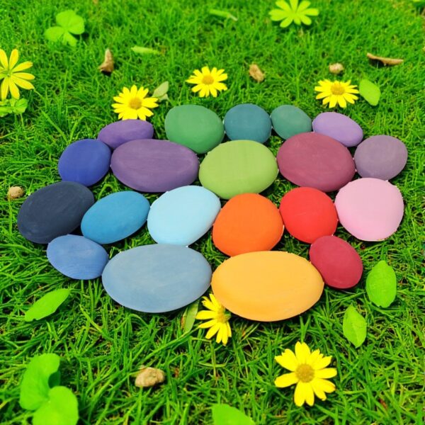 20-Piece Stained Wooden Stacking Pebbles Set - Image 10