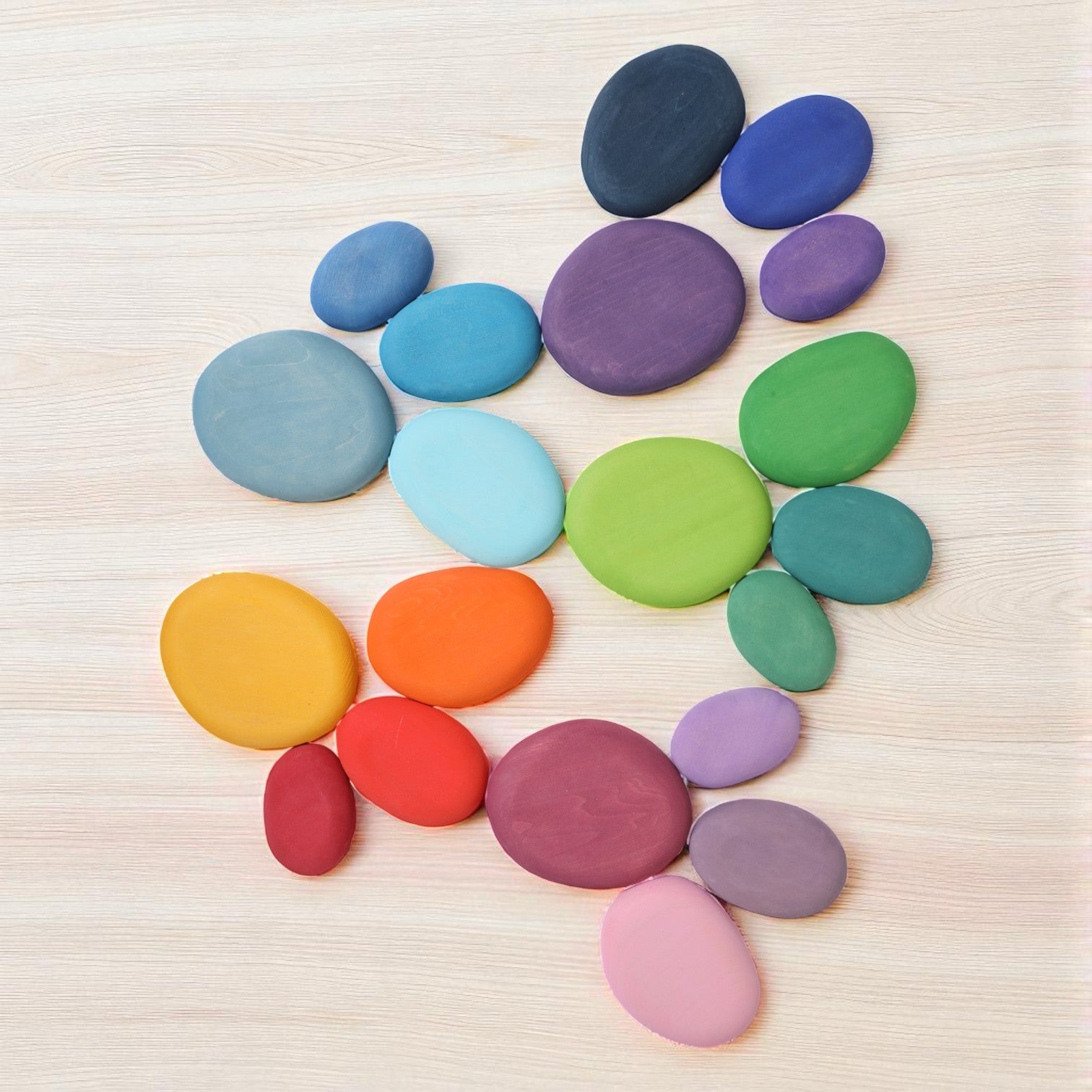 20-Piece Stained Wooden Stacking Pebbles Set - Image 11